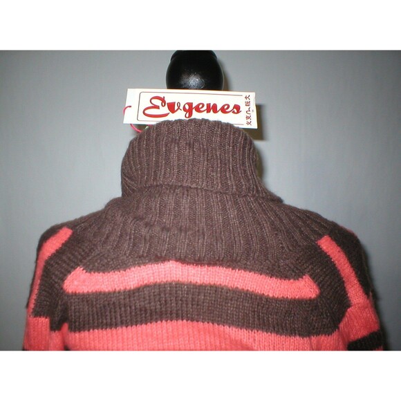 New Womens NWT $205 Eugenes S Brown Orange Mohair Sweater Stripes Pullover Long - Picture 4 of 11